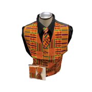 Menz Kante African Print, Geometric, Dressy Outerwear Vests Big & Tall