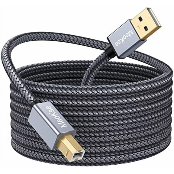 MeoKse Printer Cable 15FT/5M,USB Printer Cord 2.0 Type A Male to B Male Cable Scanner Cord High Speed Compatible with HP, Canon, Dell, Epson, Lexmark, Xerox, and More