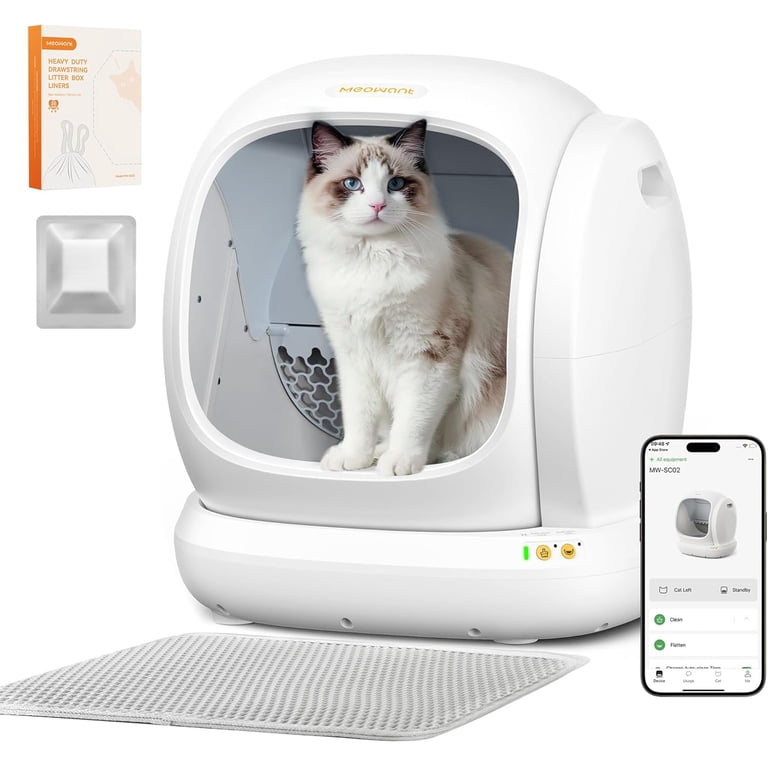 Self Cleaning Cat Litter Box, Open-Top Automatic Cat Litter Box with Safety  Protection, App Control, Odor-Free, 75L Large Space for Multiple Cats