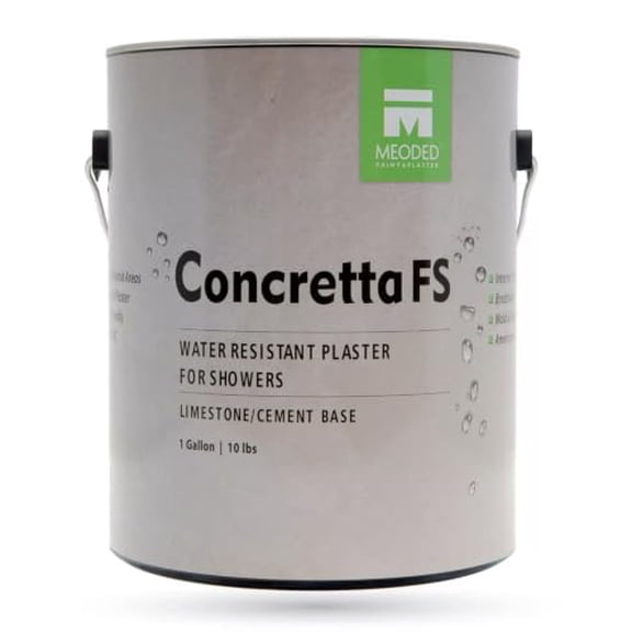 Meoded Concretta FS Microcement Plaster – Water-Resistant Shower & Bathroom Wall Finish, Trowel-On Concrete Look Coating, Apply Over Tile, for Walls, Floors, Countertops & Backsplash (Flow)