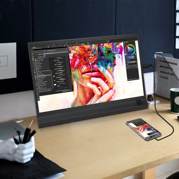 Meoldis 15.6-inch FHD IPS Laptop Display - 1920x1080 Eye Fatigue Reduction Monitor, Lightweight Portable Screen with Adjustable Brightness & Stable Stand