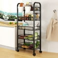 thumbnail image 1 of Meoldis 5-Tier Slim Rolling Storage Cart, Black Metal Kitchen Pantry Organizer with Wheels, Versatile Snack Cart & Vegetable Stand for Kitchen, Bathroom, Office, 1 of 11