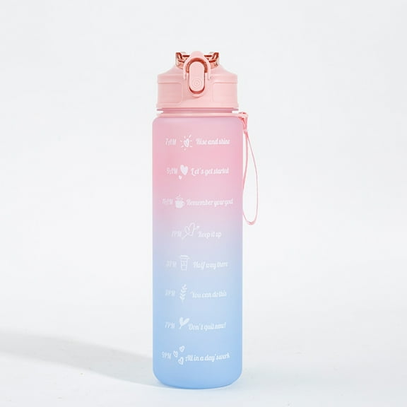 Meoldis 64 oz Motivational Water Bottle with Time Marker, Large Capacity BPA Free Water Bottle with Straw & Handle, Leakproof Gradient Color Bottle for Fitness & Gym