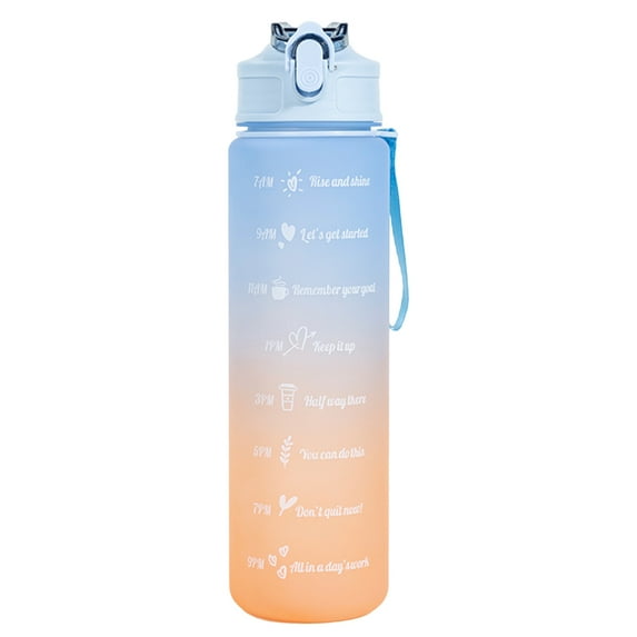 Meoldis 64 oz Motivational Water Bottle with Time Marker, Large Capacity BPA Free Water Bottle with Straw & Handle, Leakproof Gradient Color Bottle for Fitness & Gym