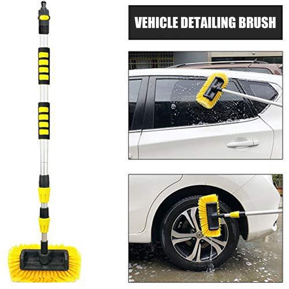 Meoldis Car Wash Brush with Long Handle - 62" Extendable Wash Brush with Soft Flow‑Thru Bristles & Hose Attachment, for Car, Truck, RV, SUV, Boat
