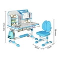 thumbnail image 1 of Meoldis Kids Study Desk and Chair Set, Height Adjustable Children's Desk with Astronaut Pattern, Ergonomic Writing Table with Bookshelf & Drawer, Study Table for Kids 6-12, Homeschool Desk (Blue), 1 of 2