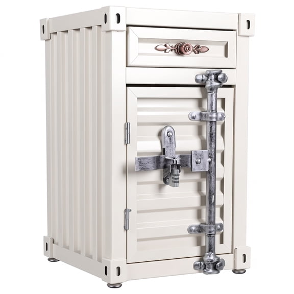 Meoldis Lockable Metal Nightstand with Drawer - 20 Industrial Style Bedside Table with 2 Compartments, RustResistant Iron Storage Cabinet for Bedroom, Garage, Bar