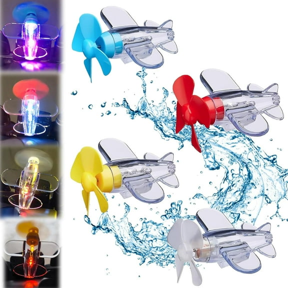 Meottam 4Pcs Wind-Powered LED Headlights for Motorcycle Bicycle Car Decorations, Rotating Luminous Small Airplane Propeller Toys, Night Safe Riding Warning