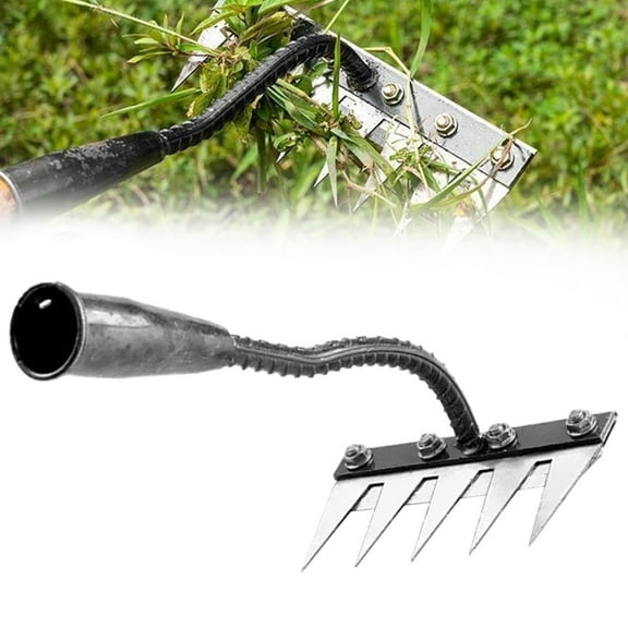Meottam 5 Teeth Garden Weeding Rake, Carbon Steel Garden Rakes, Detachable Heavy Duty Metal Garden Rake for Gardening And Weeding, Hand Rake for Thatching