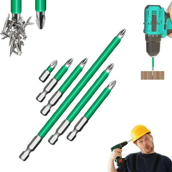 Meottam 6Pcs Strong Drill Bit Set, Anti-Slip and Shock-Proof Impact Driver Bit Set, 25 50 65 70 90 150mm, Multipack Household Tool