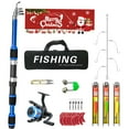 thumbnail image 1 of Meottam Christmas Kids Fishing Pole Set, Telescopic Fishing Rod and Reel Combo for Kids, Youth Toys Gift with Spincast Fishing Reel, Fishing Tackles, Fishing Lures, Fishing Lines (Blue), 1 of 7