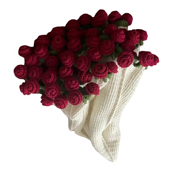 Meottam Crochet Flower Blanket DIY Kit for Beginners, Surprise Bouquet Blanket, Romantic Knitted Rose Floral Bed Throw Blankets, Gift for Mother’s Day Birthday Home Decor (Finished Item, Red)