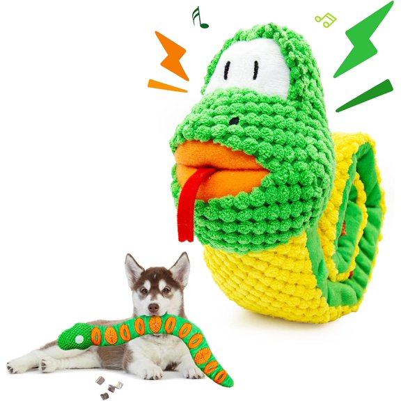 Meottam Dogs Squeaky Toys, Snuffle Toys for Dogs Puzzle & Foraging Instinct Training Chew Toys Snuffle Toys for Small/Medium/Large Dog, Interactive Dog Toys for Tooth Dental (Snake)