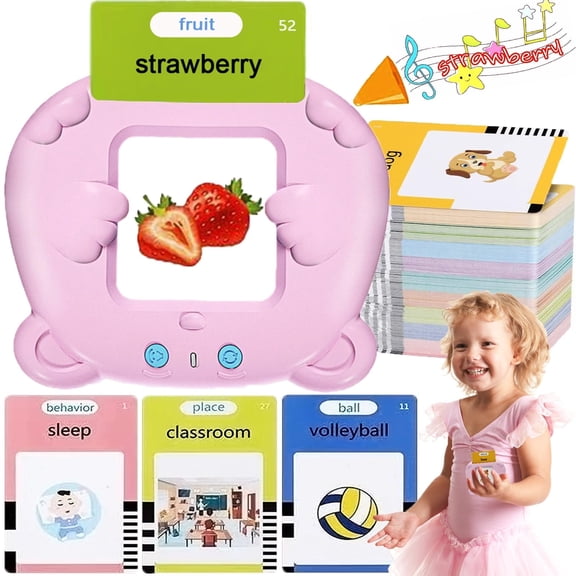 Meottam English Preschool Languages Two-Sided Flash Card Kit, 224 Pictures (Pink)