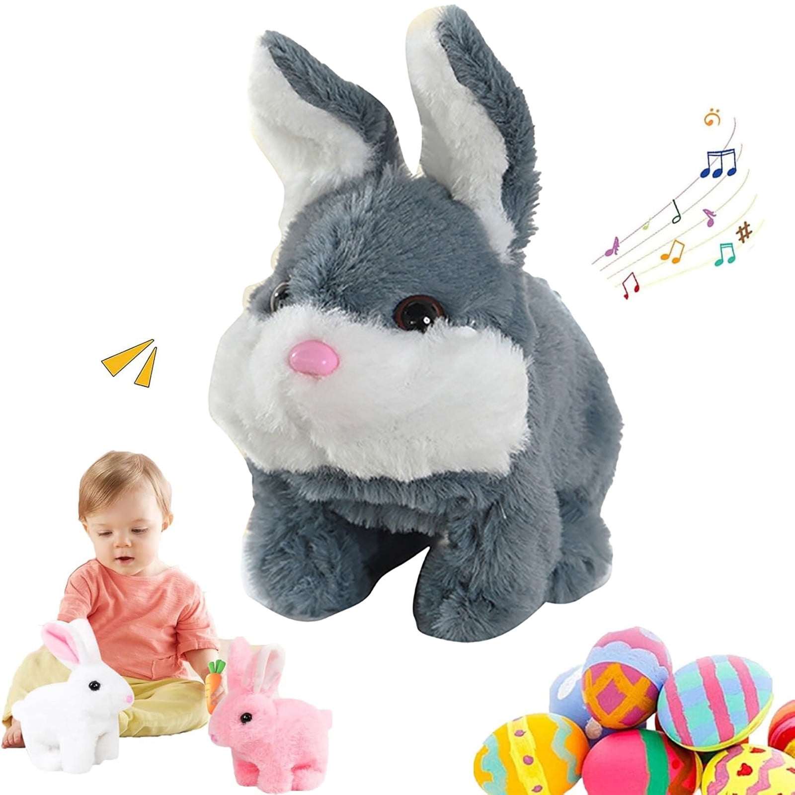 Meottam My Realistic Easter Bunny Toy, Interactive Plush Rabbit Toy ...