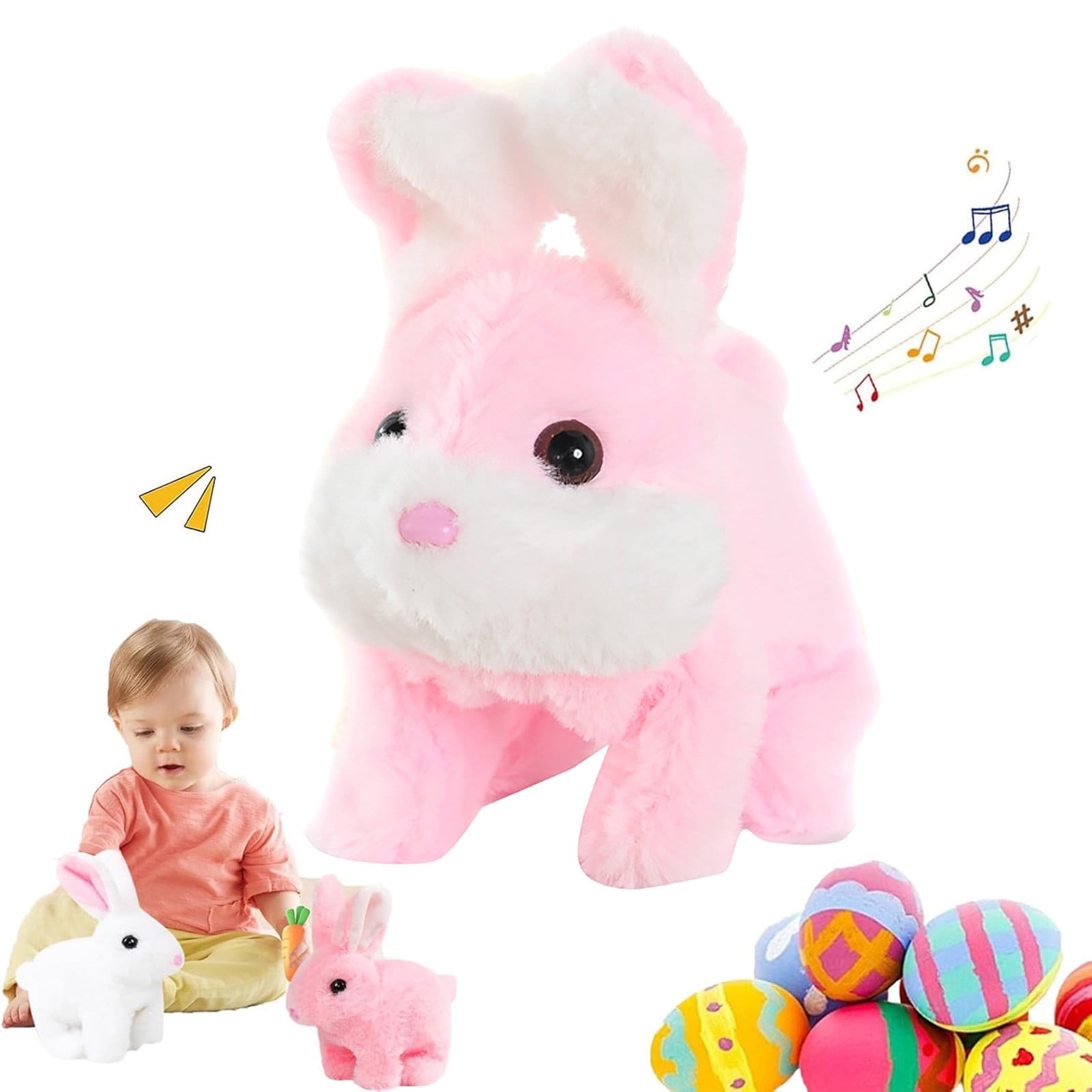 Meottam My Realistic Easter Bunny Toy, Interactive Plush Rabbit Toy ...