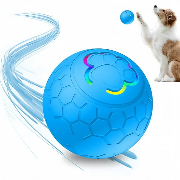 Meottam Smart Interactive Dog Ball Toys, 2.4" Activated Rolling Ball for Dogs with LED Light, Automatic Moving Bouncing Dogs Ball Toys for Small/Medium Dogs, Waterproof, USB Rechargeable (Blue)