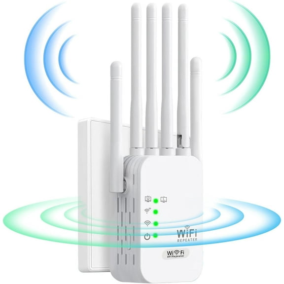 Meottam WiFi Extenders Signal Booster with 6 3dBi Antennas for Long Range Up to 8900sq, 1200Mbps Dual Band (5GHz/2.4GHz) WiFi Extenders, 3-in-1 Access Method of Repeater/AP/Router (White)