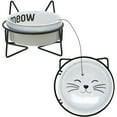 thumbnail image 1 of Meow - 13 oz Ceramic Pet Bowl with Metal Stand, 1 of 6