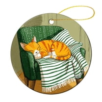 Meow Animal Ornaments for Xmas Trees Christmas Tree New Year Party Decorations Supplies Sleeping Cat Ceramic Ornament Holiday Present Idea