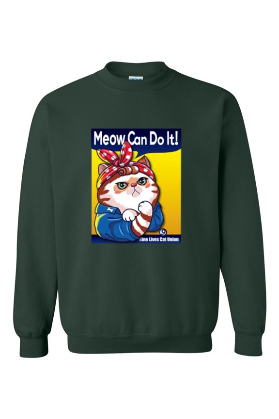 Meow Can Do It A Funny Cat Pun Feline Pet Owner Cute Kitty Sweatshirt, for men & women, up to size 5XL