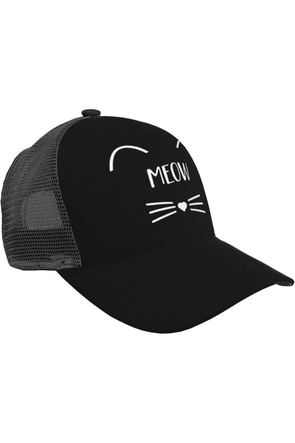 Meow Cat Face Mesh Cap Adjustable Curved Brim Baseball Cap Unisex
