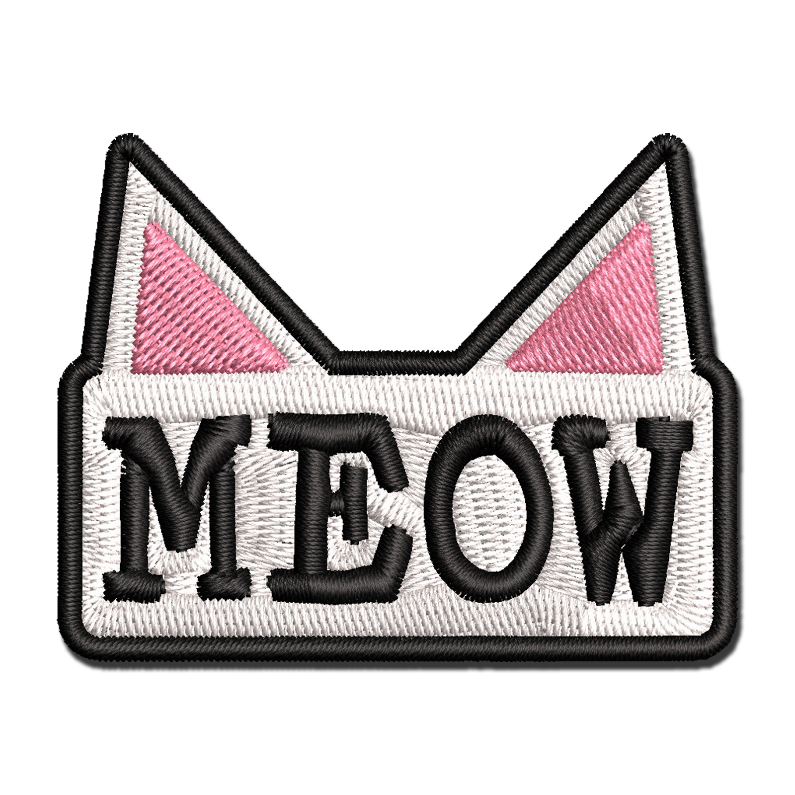 Meow Loop Meow Cat Fun Text Applique Multi-Color Embroidered Hook & Loop Patch ...