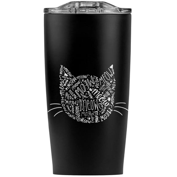 Meow Cat Kitten Kitty Silhouette Stainless Steel 20 oz Travel Tumbler, Vacuum Insulated & Double Wall with Leakproof Sliding Lid | Great for Coffee/Hot Drinks and Cold Beverages
