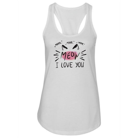 Meow Cat Love Racerback Tank Women -Image by Shutterstock, Female XX-Large
