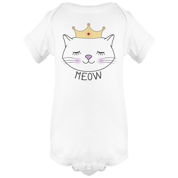 Meow Cat With Crown Bodysuit Infant -Image by Shutterstock,  Newborn
