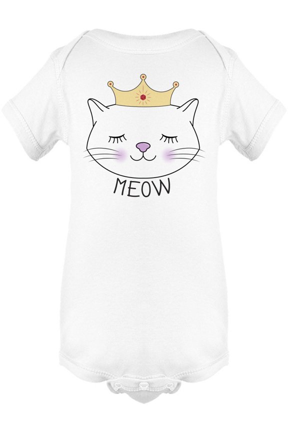 Meow Cat With Crown Bodysuit Infant -Image by Shutterstock, Newborn