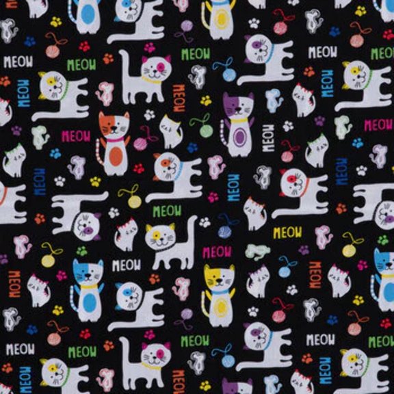 Meow Cats Cotton Calico Fabric