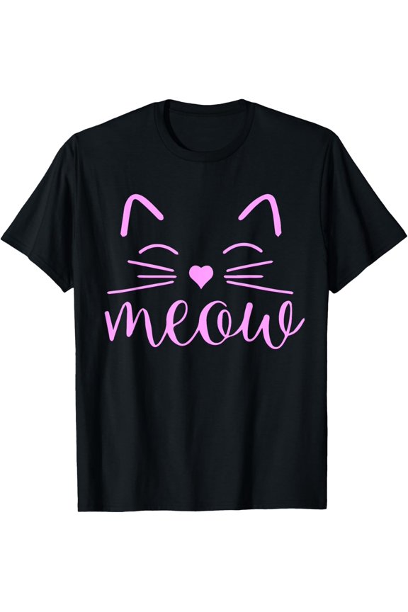 Meow Cute Cat Face Funny Quote for Cat fans T-Shirt