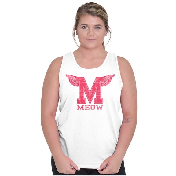Meow Cute Crazy Cat Ladies University Tank Top Tee Shirt Women Brisco Brands S