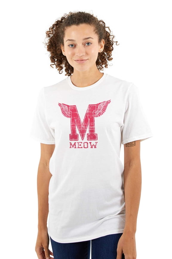 Meow Cute Crazy Cat Ladies University Women's Graphic T Shirt Tees Brisco Brands L