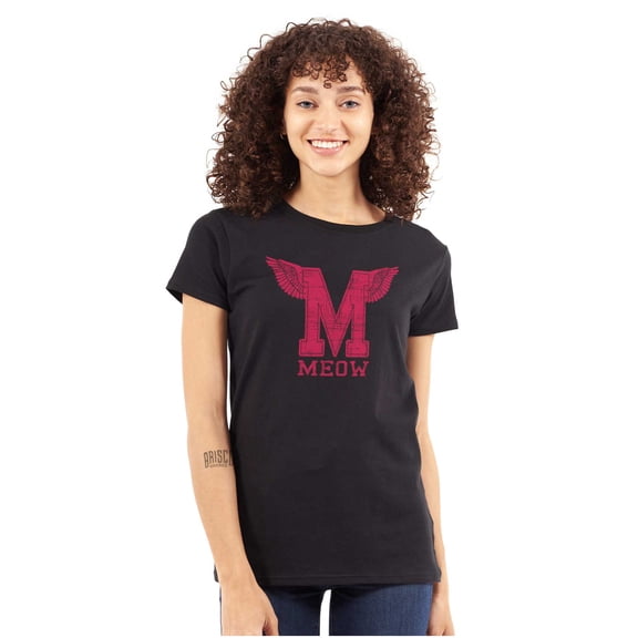Meow Cute Crazy Cat Ladies University Womens Slim Fit Graphic Tee Brisco Brands X