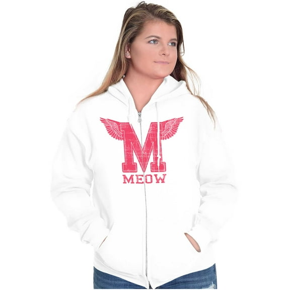 Meow Cute Crazy Cat Ladies University Zip Hoodie Sweatshirt Women Brisco Brands S