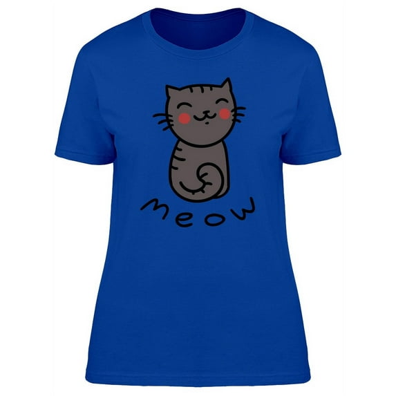 Meow, Cute Happy Kitten T-Shirt Women -Image by Shutterstock, Female Medium