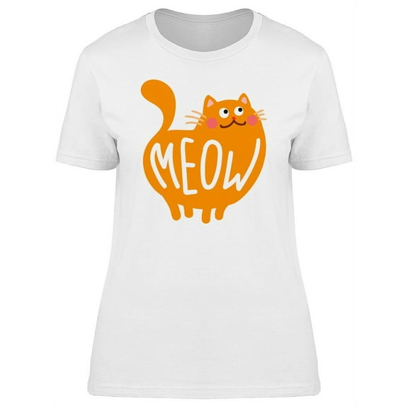 Meow Cute Kitten Doodle T-Shirt Women -Image by Shutterstock, Female Small