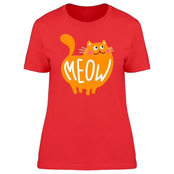 Meow Cute Kitten Doodle T-Shirt Women -Image by Shutterstock, Female x-Large