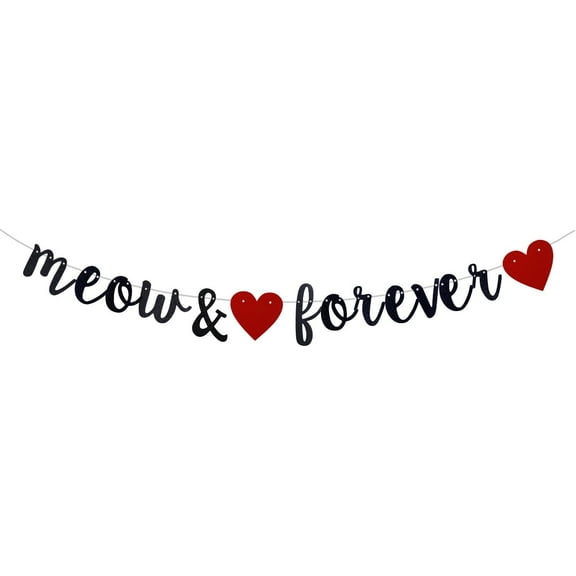 Meow & Forever Banner , Cat Adoption Party Decorations, Cat Lover Bachelorette Supplies,Pet Pussycat Garland,kitten party decorations , Black