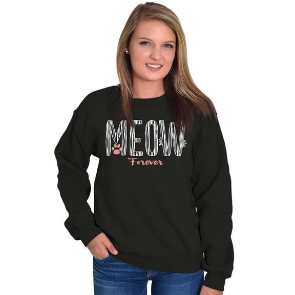 Meow Forever Cat Lover Sassy Stripes Women Plus Size Crewneck Sweatshirt Brisco Brands 5X