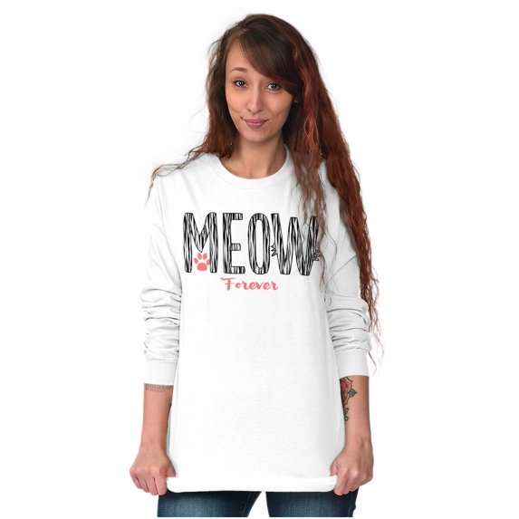Meow Forever Cat Lover Sassy Stripes Women's Long Sleeve T Shirt Brisco Brands S