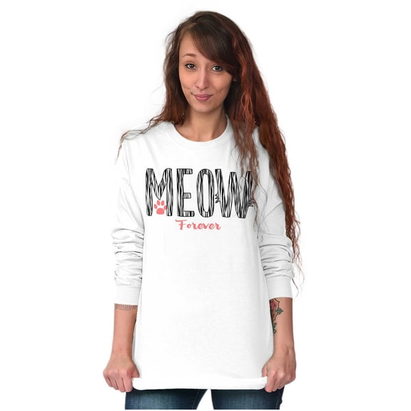 Meow Forever Cat Lover Sassy Stripes Women's Long Sleeve T Shirt Brisco Brands S