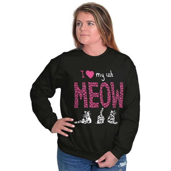 Meow I Love My Cat Cute Pet Owner Women Crewneck Sweatshirt Brisco Brands S