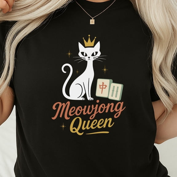 Meow Jongg Mahjong Cat Shirt Funny Cat Lover Gift for Mahjong Player Pet Mom Tee Cute Kitt