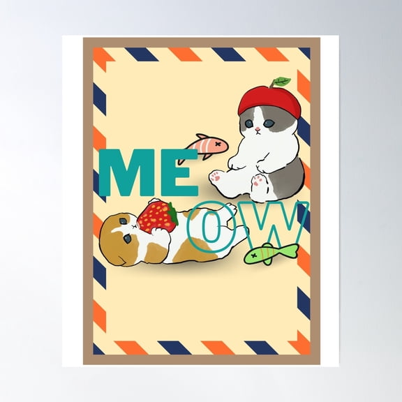 Meow Kitties Poster Wall Art, Modern Wall Decor, 12x18 UNFRAMED