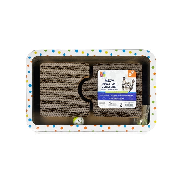 Tugzelle Meow Maze Cat Scratcher, Catnip Toy with Ball Track Design