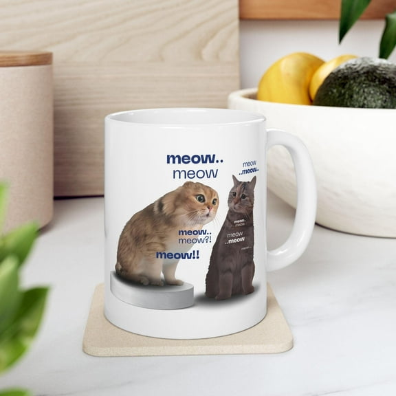 Meow Meme Ceramic Mug Talking Cats Cat Lovers Funny Coffee Cup Cute Cats