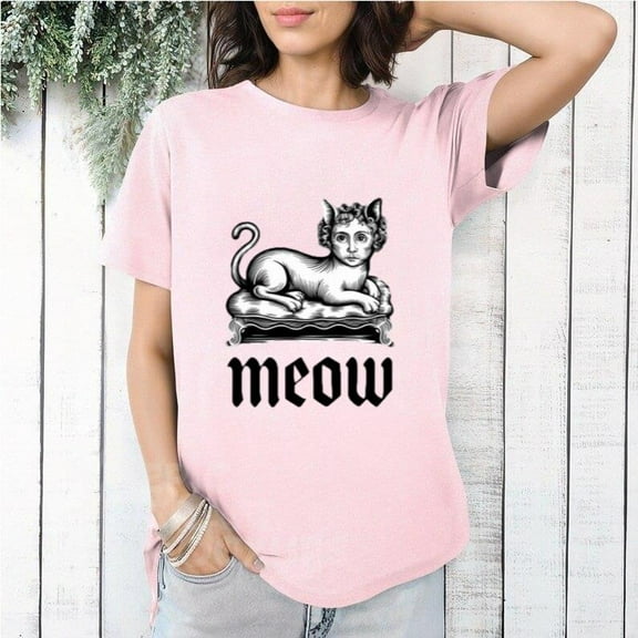 Meow Meme Funny Cat Internet Viral Humor Sarcastic Kitty T-Shirt, for men & women, up to size 5XL